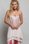 POL Solid Vintage Wash Embroidered Sleeveless Cotton Mini Dress