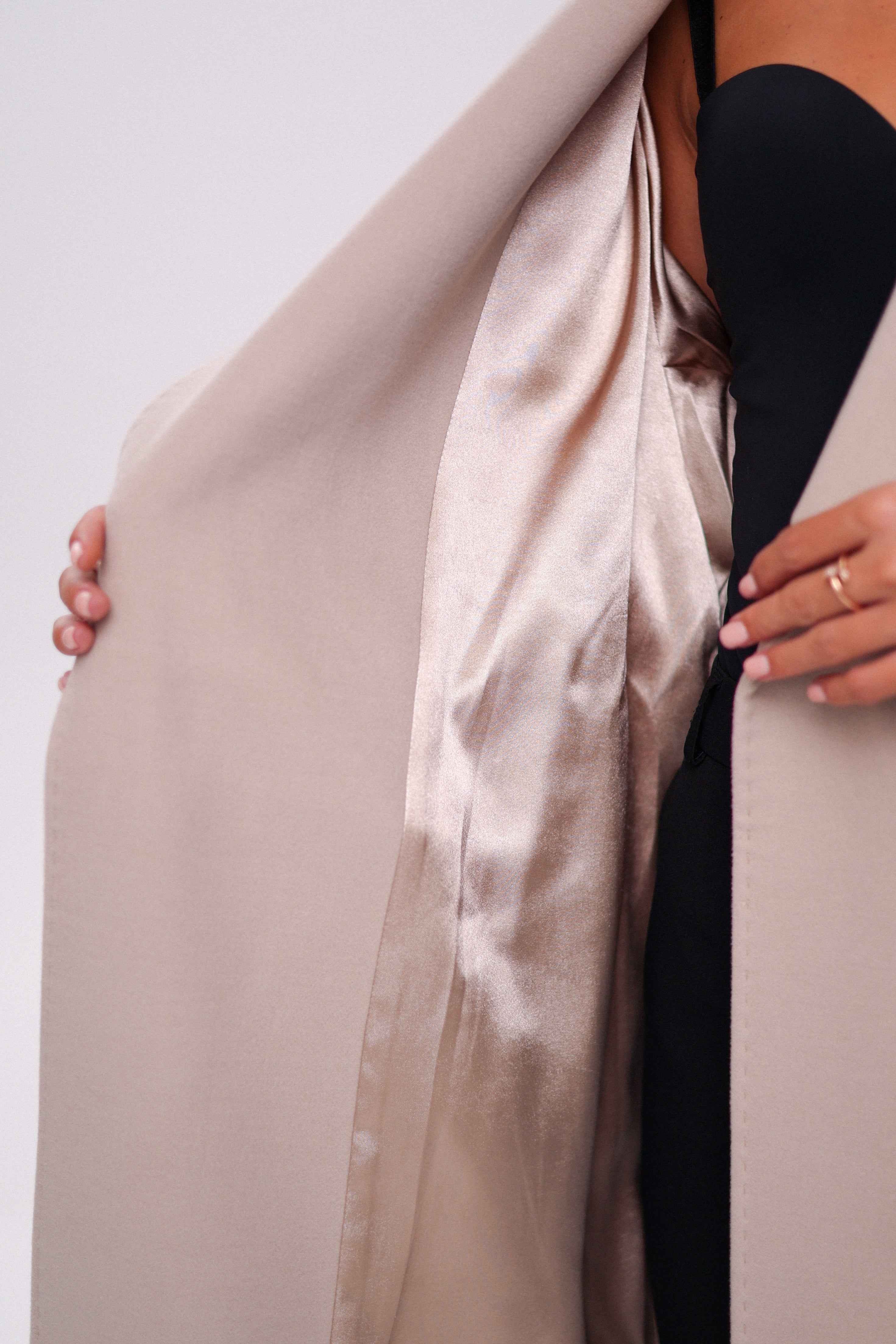 Cambridge Comfort Wraparound Wool Cashmere Coat in Nude