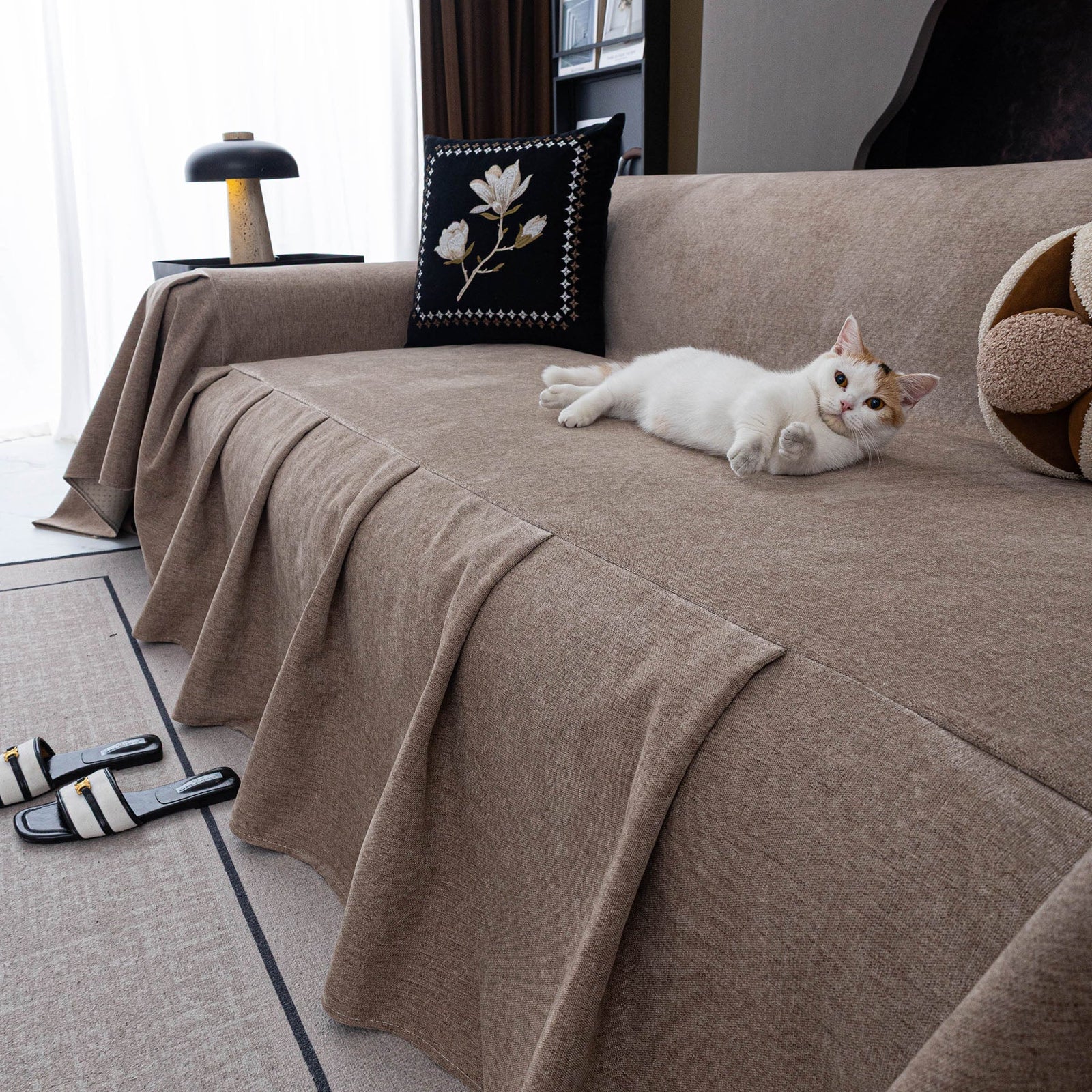 Water Resistant Couch Cover, Non Slip Furniture Protector for Leather & Fabric Sofa