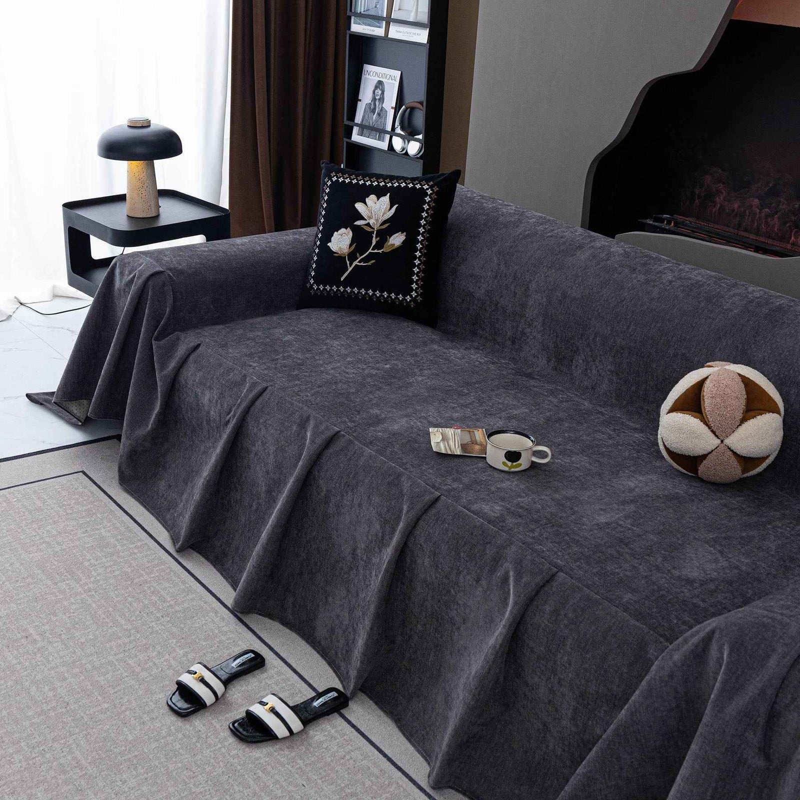 Water Resistant Couch Cover, Non Slip Furniture Protector for Leather & Fabric Sofa