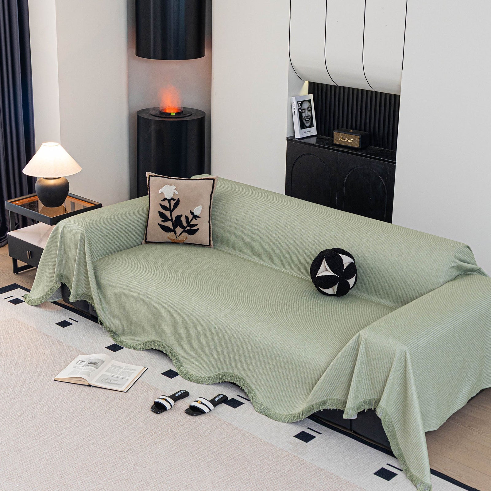 Soft Decorative Throw for Sofa and Loveseat, Textured Sofa Cover Blanket for Couch