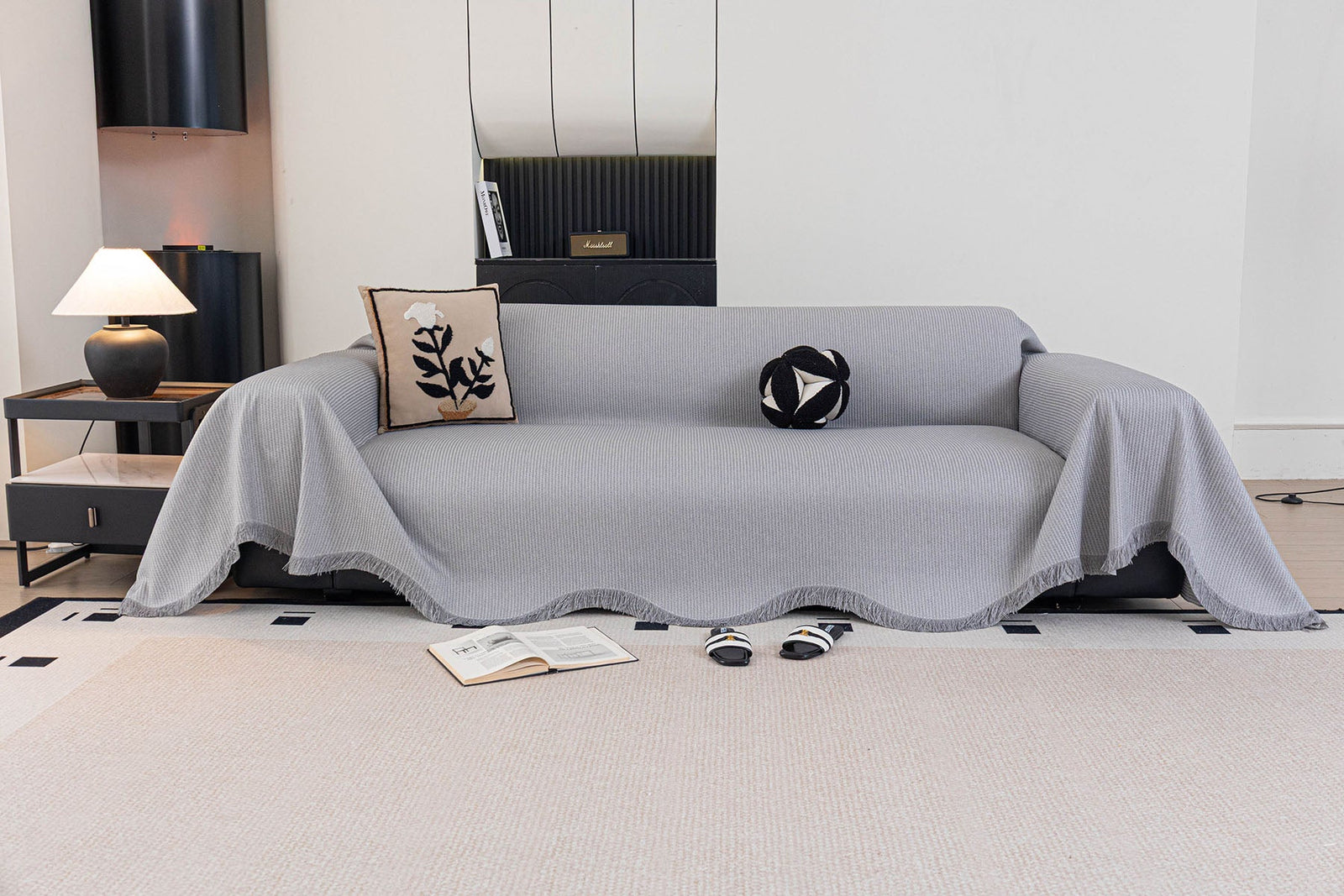 Soft Decorative Throw for Sofa and Loveseat, Textured Sofa Cover Blanket for Couch