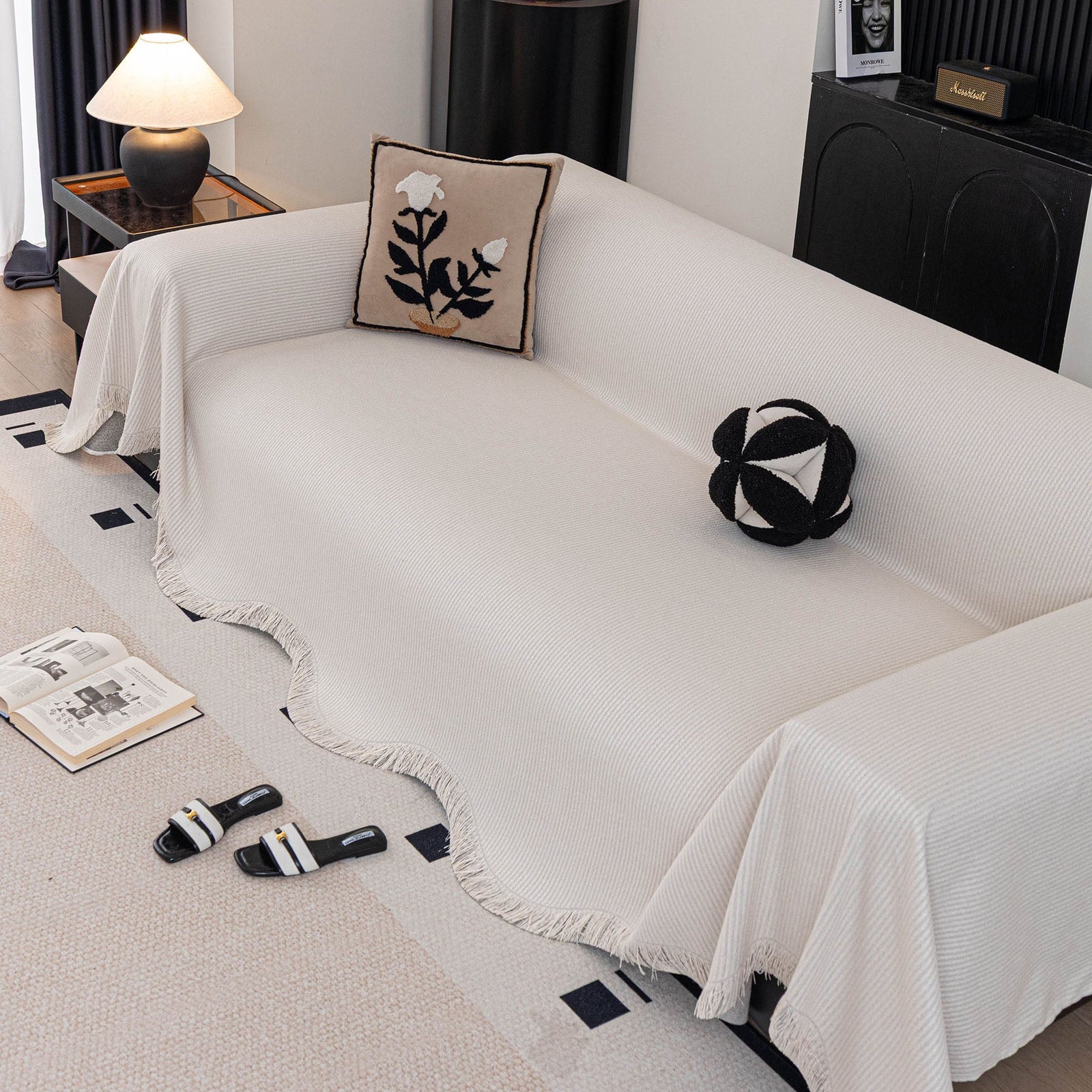 Soft Decorative Throw for Sofa and Loveseat, Textured Sofa Cover Blanket for Couch