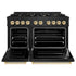 ZLINE 48" Dual Fuel Range, Gas Cooktop, Electric Convection Oven Black Stainless Steel, Gold CDRBZ-48-G