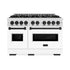 ZLINE 48" Dual Fuel Range, Gas Cooktop, Electric Convection Oven DuraSnow® Stainless Steel, Matte Black CDRSZ-48-MB