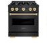 ZLINE 30" Classic Gas Range, Convection Gas Oven Black Stainless Steel, Gold CGRBZ-30-G