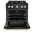 ZLINE 30" Select Gas Range Convection Gas Oven Black Stainless Steel Gold HGRBZ-30-G