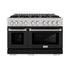 ZLINE 48" Select Gas Range Convection Gas Oven DuraSnow® Stainless Steel Black Matte Door HGRS-BLM-48