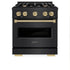 ZLINE 30" Classic Gas Range, Convection Gas Oven Black Stainless Steel, Champagne Bronze CGRBZ-30-CB