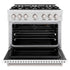 ZLINE 36"Classic Gas Range, Convection Gas Oven, DuraSnow® Stainless Steel, White Matte Door CGRS-WM-36
