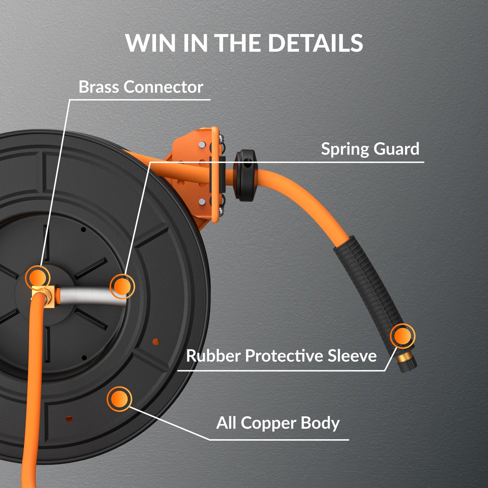 Retractable Air Hose Reel-Alloy Steel Reel-3/8in