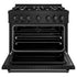 ZLINE 36" Classic Gas Range, Convection Gas Oven Black Stainless Steel, CGRB-36