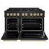 ZLINE 48" Classic Gas Range, Convection Gas Oven Black Stainless Steel, Champagne Bronze CGRBZ-48-CB