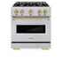 ZLINE 30" Classic Gas Range, Convection Gas Oven Stainless Steel, Champagne Bronze CGRZ-30-CB