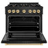 ZLINE 36" Select Dual Fuel Range Gas Cooktop Electric Convection Oven Black Stainless Steel Gold HDRBZ-36-G