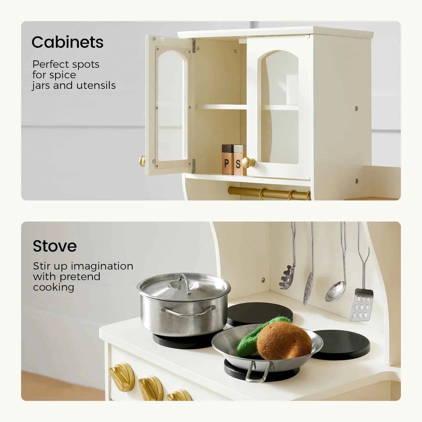 Tiny Land® Wooden Play Kitchen with Storage for Creative Toddlers