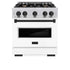 ZLINE 30" Dual Fuel Range, Gas Cooktop, Electric Convection Oven Stainless Steel, White Matte Matte Black CDRZ-WM-30-MB
