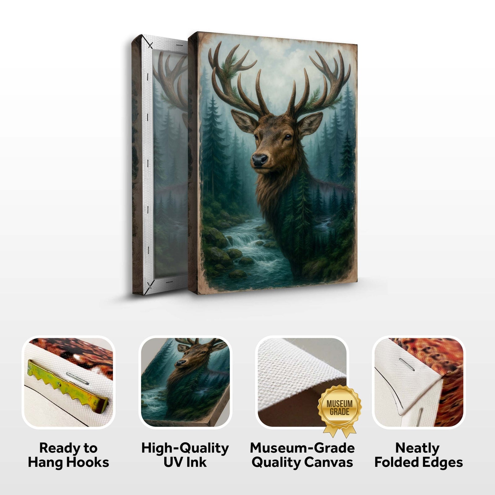 Misty Stag Double Exposure Wall Art