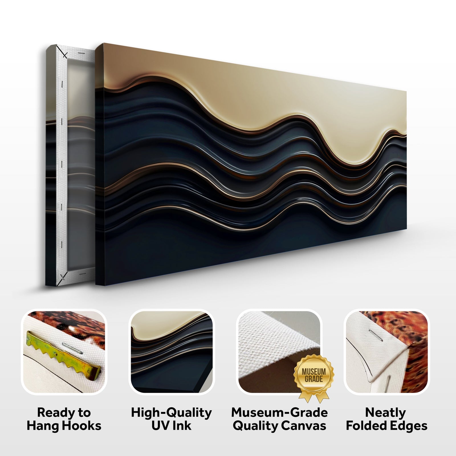 Black and Gold Minimalist Abstract Wall Art III