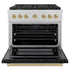 ZLINE 36"Gas Range, Convection Gas Oven, DuraSnow® Black Matte, Champagne Bronze SGRSZ-BLM-36-CB
