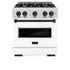 ZLINE 30" Dual Fuel Range, Gas Cooktop, Electric Convection Oven DuraSnow® Stainless Steel, Matte Black CDRSZ-30-MB