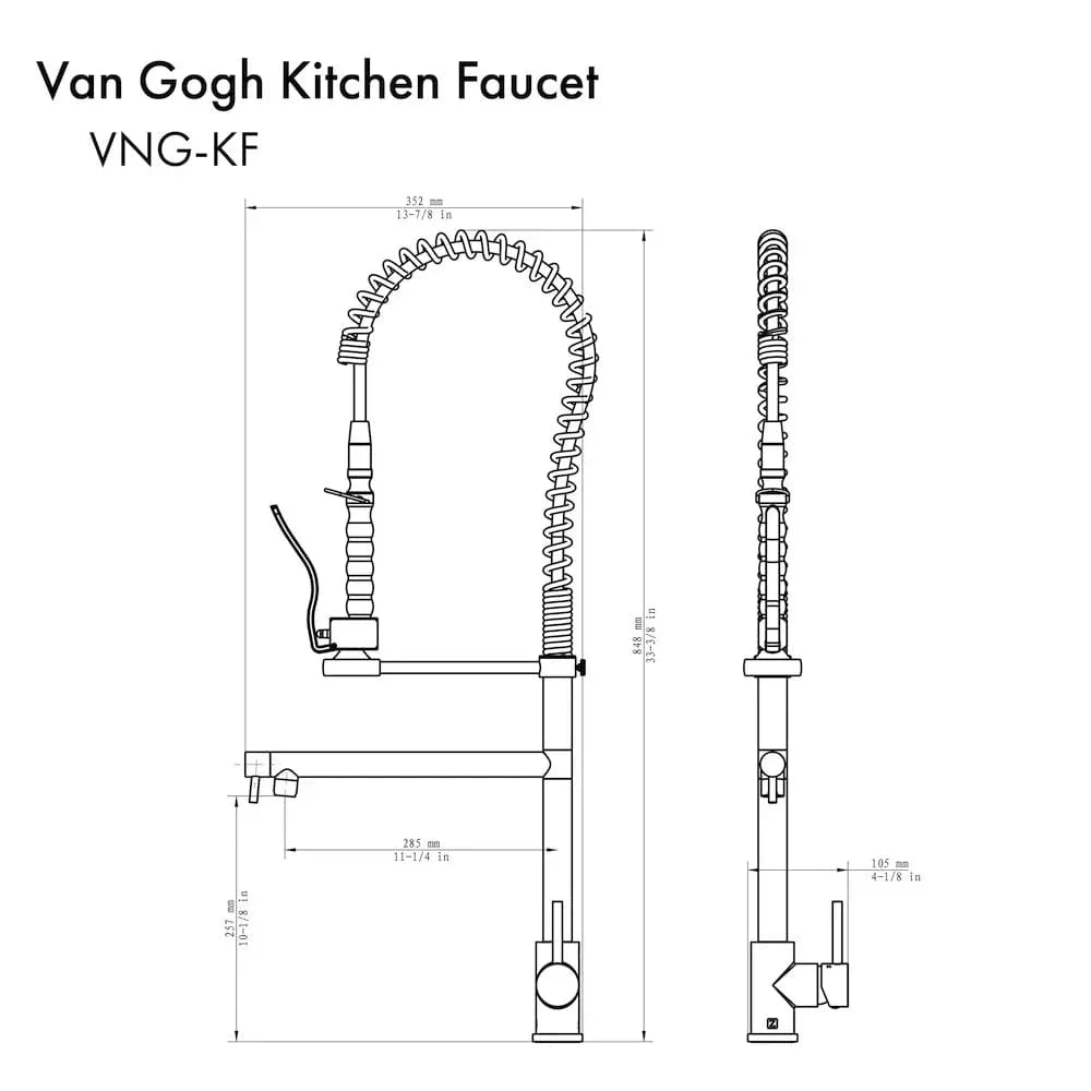 ZLINE Van Gogh Kitchen Faucet in Polished Gold, VNG-KF-PG