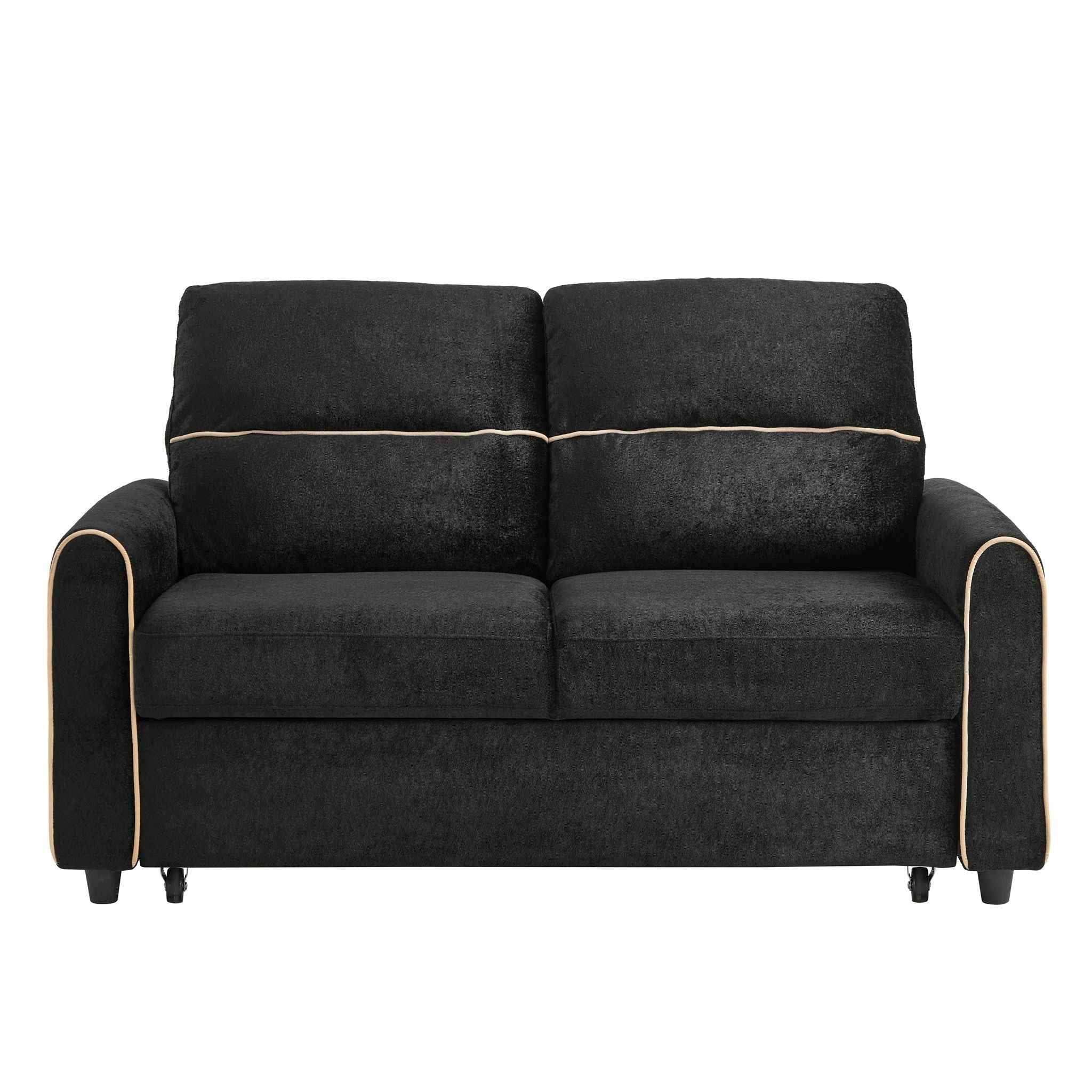 Pull Out Sofa Bed With Adjustable 3 Position Backrest, USB Charging Ports, Side Pockets