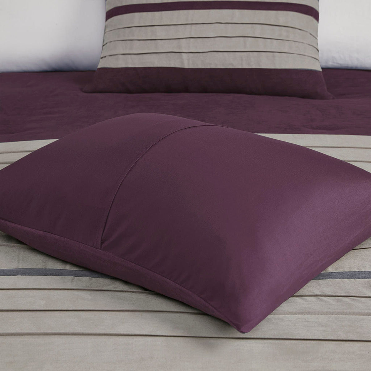 7 Piece Purple Faux Suede Comforter Set Full Size