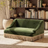 Olive Green Velvet Princess Pet Bed Sofa with Fringe Skirt - Medium