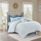 8 Piece Cotton Floral Printed Reversible Comforter Set Blue