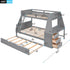 Bunk Bed With Trundle And Built In Desk, 3 Storage Drawers And Shelf
