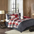 7 Piece Herringbone Comforter Set - Red California King