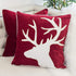Holiday Reindeer Velvet Accent Pillow 20x20 – Red and White with Insert