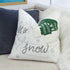 Let It Snow Christmas Throw Pillow with Embroidered Knit Hat - White/Green