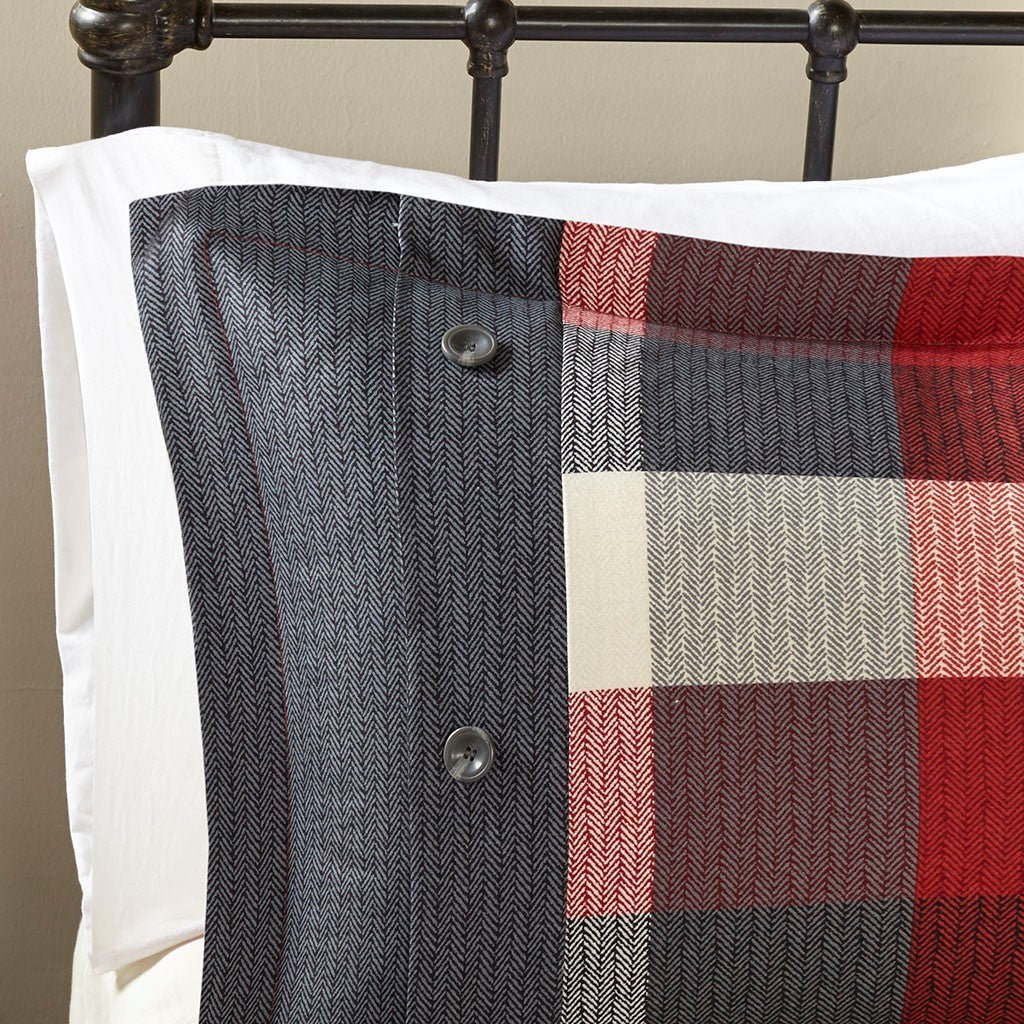 7 Piece Herringbone Comforter Set - Red California King