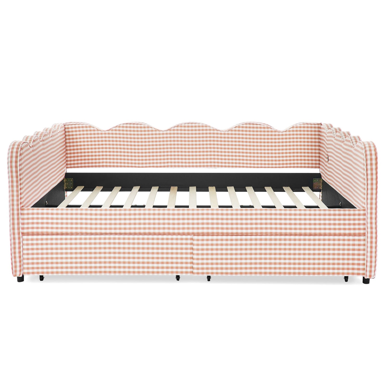 Gingham Daybed With USB Charging Port, Wave-Shaped Design