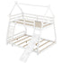 Twin Over Queen House Bunk Bed With Climbing Nets And Climbing Ramp