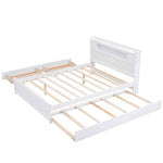 Storage Platform Bed With LED Lights, 2 Drawers And Trundle