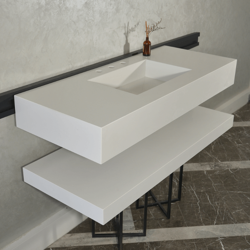 Handcrafted Custom Quartz Sink With Shielf (Qu-116)
