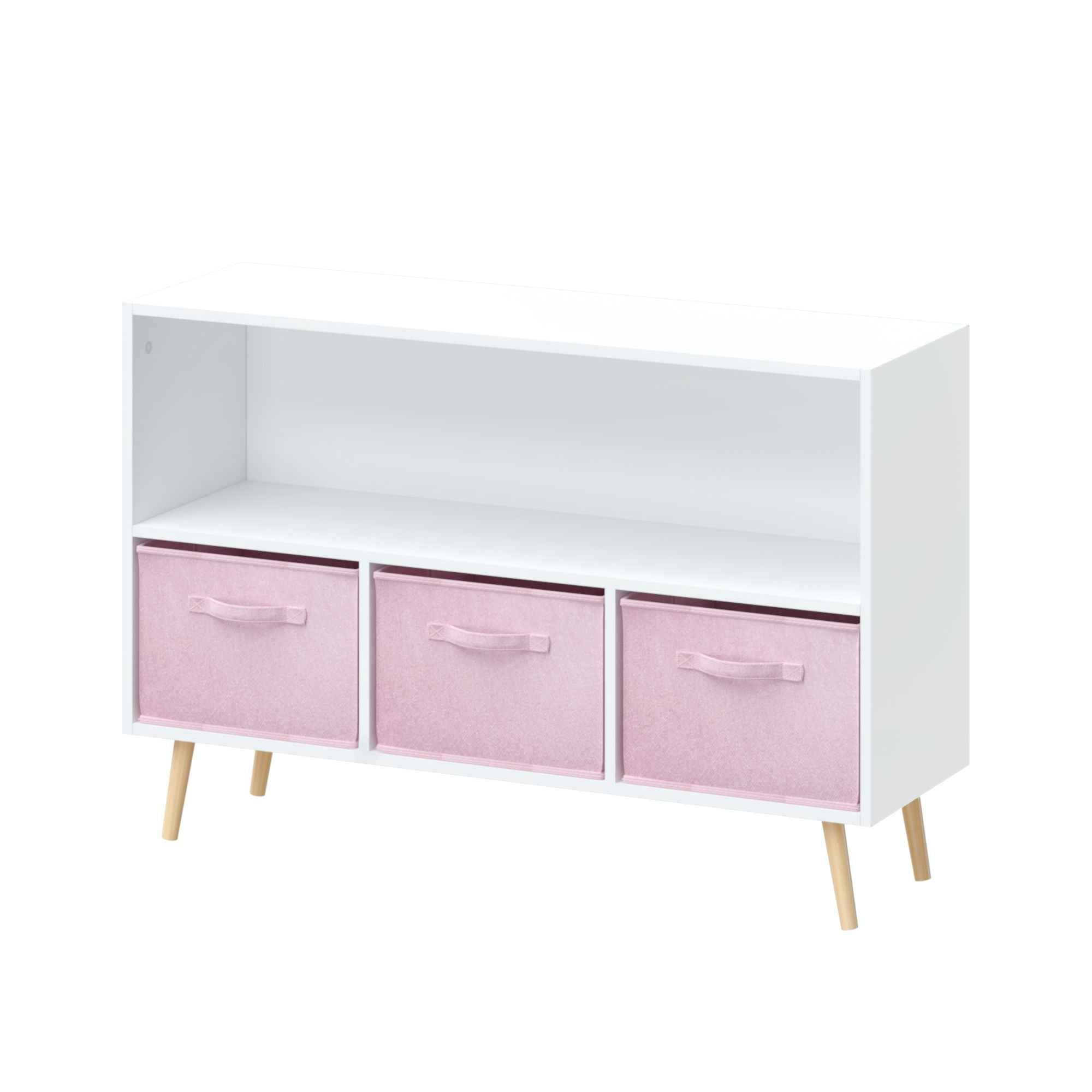 Bookcase With Collapsible Drawers, Book Display Organizer
