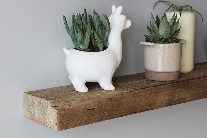 Urban Legacy Reclaimed Barnwood Planks | Floating Shelves for Wall w/Flush Mount Shelf Bracket Set Included | Set of 2 (Natural, 40