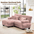 Loveseat Modular Sectional Sofa, L Shaped Couch with Ottoman, Cloud Couch Sectional Couch Home Sofa Living Room Oversized Couch Deep Seat Couch with Round Bolster Armrests 4 Pillows(Pink)