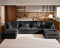 Oversized Modular Sofa, Extra Deep Cloud Corduroy Sectional Couch with Ottoman Chaise, Fluffy Chenille 6 Seat U-Shaped Sofa for Living Room, Villa (U Shape 6 Seater, Corduroy Black)