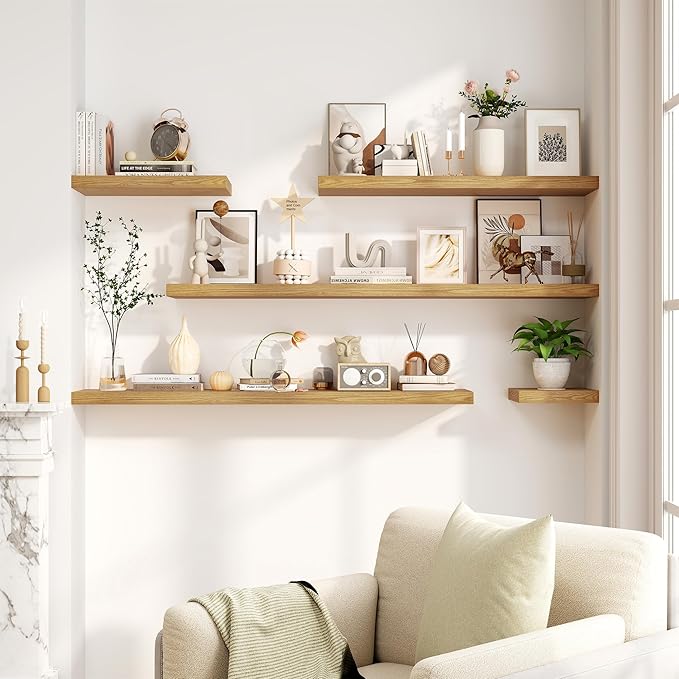 Fun Memories Floating Shelves for Wall, 8 Inch Deep Floating Wall Shelf, 16