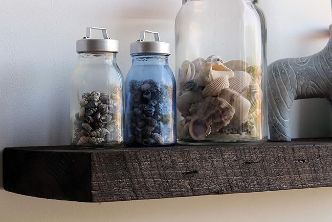 Urban Legacy Reclaimed Barnwood Planks | Floating Shelves for Wall w/Flush Mount Shelf Bracket Set Included | Set of 2 (Coffee Bean, 36
