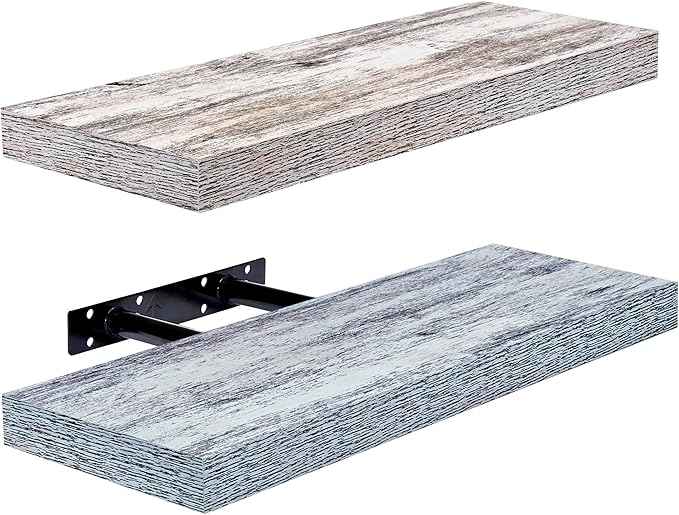 Sorbus Floating Shelves - 2 Pack 16 Inch Rustic & Blue Wall Shelves for Bedroom, Kitchen, Living Room, Bathroom Shelves, Home Decor, Office - Floating Shelf for Trophy, Books, Frames, Toilet Paper