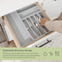 Premium Silverware, Flatware and Utensil Organizer for Kitchen Drawers, Food-Safe Contract Grade, Expandable from 10.5 to 19 In, Gray Bamboo