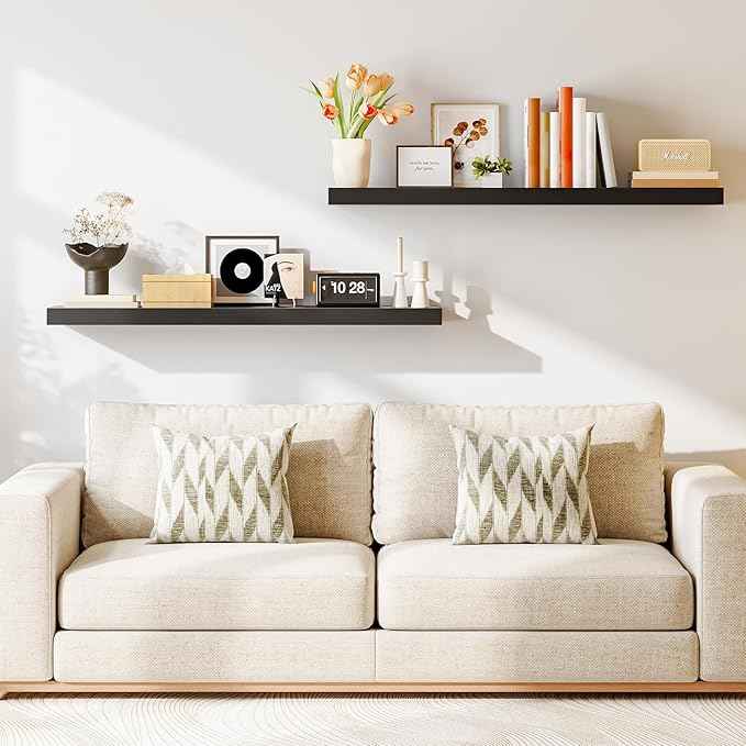 HOOBRO Floating Shelves for Wall, Wall Mounted Shelf Set of 2, 47.2