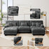 U Shaped Couch Sectional Couch, 3-Seater Cloud Couch Sectional Oversized Couch, Sofa Bed Couch with Round Bolster Armrests 5 Pillows, Modular Couch Home Sofa Living Room Couch(Gray)