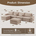 HOOOWOOO Modular Sectional Couch Sofa,128X61 U L Shaped Oversized Couch Sets Free Combination,6 Pieces Extra Deep Sofa with Ottomans for Living Room(Camel Corduroy)